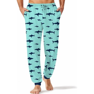 Ekouaer Mens Pajama Pants Jogger Comfy Loungewear with Pockets Drawstring | Lightweight sleep pants pockets, soft after washes, drawstring adjusts, ankle cuffs, great gift, Roomy without being sloppy(Coastal Shark)