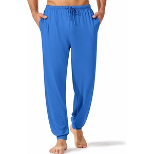Ekouaer Mens Pajama Pants Jogger Comfy Loungewear with Pockets Drawstring | Lightweight sleep pants pockets, soft after washes, drawstring adjusts, ankle cuffs, great gift, Roomy without being sloppy(Blue)