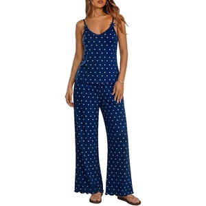 Ekouaer Womens Cami Pajamas Set Y2K 2 Piece Lace Trim PJs Set Sleepwear | Buttery Soft,Loungewear,Adjustable Spaghetti Straps,Side Pockets,Trendy Cami Sleepwear,Lounging,Vacation,XS-2XL(Love-dark Blue)