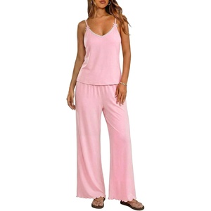 Ekouaer Womens Cami Pajamas Set Y2K 2 Piece Lace Trim PJs Set Sleepwear | Buttery Soft,Loungewear,Adjustable Spaghetti Straps,Side Pockets,Trendy Cami Sleepwear,Lounging,Vacation,XS-2XL(Light Rose)