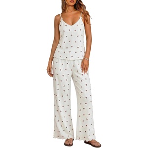 Ekouaer Womens Cami Pajamas Set Y2K 2 Piece Lace Trim PJs Set Sleepwear | Buttery Soft,Loungewear,Adjustable Spaghetti Straps,Side Pockets,Trendy Cami Sleepwear,Lounging,Vacation,XS-2XL(Cherry-red)