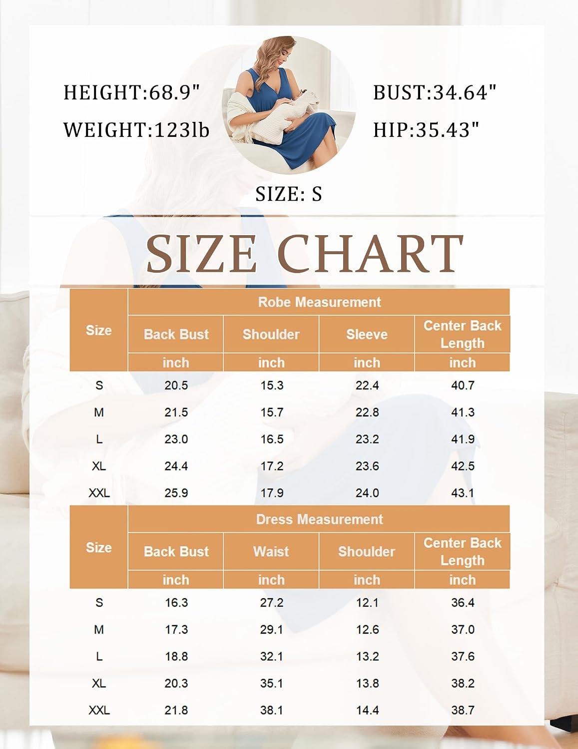 image:imageEkouaer Maternity Nursing Gown and Robe Set Labor Delivery Nightgowns Birthing Hospital Gowns Skinfriendly Postpartum Clothes Split Front Flap Elastic Waistline Perfect for Pregnant MommasBlack