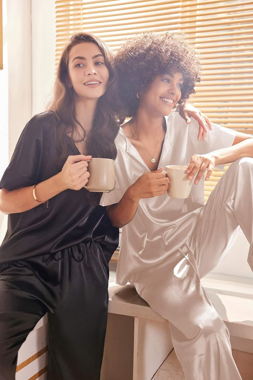 image:imageEkouaer Womens Satin Silky Pajama Set 2 Piece V Neck Silk Pjs with Pocket Short SleeveSoft SleepwearLightweight Lounge SetsComfy LoungewearBridal Wedding Party Pajamas GiftsXS2XLChampagne