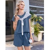 Ekouaer Cotton Pajamas for Women Set 2 Piece Cap Sleeve Lounge Sets | Soft Casual, Summer Fall, Crew Neck Matching Sets Travel Vacation Outfits With Pockets for Daily Wear(Navy Blue)