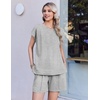 Ekouaer Cotton Pajamas for Women Set 2 Piece Cap Sleeve Lounge Sets | Soft Casual, Summer Fall, Crew Neck Matching Sets Travel Vacation Outfits With Pockets for Daily Wear(Light Heather Grey)