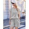 Ekouaer Cotton Pajamas for Women Set 2 Piece Cap Sleeve Lounge Sets | Soft Casual, Summer Fall, Crew Neck Matching Sets Travel Vacation Outfits With Pockets for Daily Wear(Light Heather Grey)