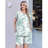 Ekouaer Cotton Pajamas for Women Set 2 Piece Cap Sleeve Lounge Sets | Soft Casual, Summer Fall, Crew Neck Matching Sets Travel Vacation Outfits With Pockets for Daily Wear(Tie-dye Green)