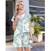 Ekouaer Cotton Pajamas for Women Set 2 Piece Cap Sleeve Lounge Sets | Soft Casual, Summer Fall, Crew Neck Matching Sets Travel Vacation Outfits With Pockets for Daily Wear(Tie-dye Green)