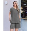 Ekouaer Cotton Pajamas for Women Set 2 Piece Cap Sleeve Lounge Sets | Soft Casual, Summer Fall, Crew Neck Matching Sets Travel Vacation Outfits With Pockets for Daily Wear(Medium Heather Grey)