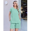 Ekouaer Cotton Pajamas for Women Set 2 Piece Cap Sleeve Lounge Sets | Soft Casual, Summer Fall, Crew Neck Matching Sets Travel Vacation Outfits With Pockets for Daily Wear(Ice Green)