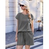 Ekouaer Cotton Pajamas for Women Set 2 Piece Cap Sleeve Lounge Sets | Soft Casual, Summer Fall, Crew Neck Matching Sets Travel Vacation Outfits With Pockets for Daily Wear(Medium Heather Grey)