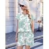 Ekouaer Cotton Pajamas for Women Set 2 Piece Cap Sleeve Lounge Sets | Soft Casual, Summer Fall, Crew Neck Matching Sets Travel Vacation Outfits With Pockets for Daily Wear(Tie-dye Green)