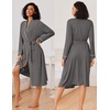 Ekouaer Kimono Robes for Women Long Lightweight Knit Soft Bathrobe | Long Sleepwear, Casual Ladies Loungewear, Shawl, Soft Lightweight Fabric, Valentine’s Day, Bridal Party(Dark Gray)