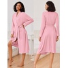 Ekouaer Kimono Robes for Women Long Lightweight Knit Soft Bathrobe | Long Sleepwear, Casual Ladies Loungewear, Shawl, Soft Lightweight Fabric, Valentine’s Day, Bridal Party(Pink)