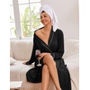 Ekouaer Kimono Robes for Women Long Lightweight Knit Soft Bathrobe | Long Sleepwear, Casual Ladies Loungewear, Shawl, Soft Lightweight Fabric, Valentine’s Day, Bridal Party(Black)