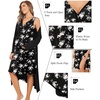 Ekouaer Maternity Nursing Gown and Robe Set Labor Delivery Nightgowns | Birthing Hospital Gowns, Skin-friendly, Postpartum Clothes, Split Front Flap, Elastic Waistline, Perfect for Pregnant Mommas(Black Pink Flower)