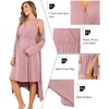 Ekouaer Maternity Nursing Gown and Robe Set Labor Delivery Nightgowns | Birthing Hospital Gowns, Skin-friendly, Postpartum Clothes, Split Front Flap, Elastic Waistline, Perfect for Pregnant Mommas(Mauve)