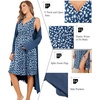 Ekouaer Maternity Nursing Gown and Robe Set Labor Delivery Nightgowns | Birthing Hospital Gowns, Skin-friendly, Postpartum Clothes, Split Front Flap, Elastic Waistline, Perfect for Pregnant Mommas(Blue Daisy)