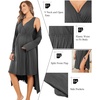 Ekouaer Maternity Nursing Gown and Robe Set Labor Delivery Nightgowns | Birthing Hospital Gowns, Skin-friendly, Postpartum Clothes, Split Front Flap, Elastic Waistline, Perfect for Pregnant Mommas(Darkgrey)