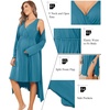 Ekouaer Maternity Nursing Gown and Robe Set Labor Delivery Nightgowns | Birthing Hospital Gowns, Skin-friendly, Postpartum Clothes, Split Front Flap, Elastic Waistline, Perfect for Pregnant Mommas(Blue Green)