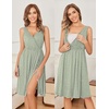 Ekouaer Maternity Nursing Gown and Robe Set Labor Delivery Nightgowns | Birthing Hospital Gowns, Skin-friendly, Postpartum Clothes, Split Front Flap, Elastic Waistline, Perfect for Pregnant Mommas(Light Green Leopard)