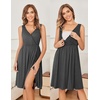 Ekouaer Maternity Nursing Gown and Robe Set Labor Delivery Nightgowns | Birthing Hospital Gowns, Skin-friendly, Postpartum Clothes, Split Front Flap, Elastic Waistline, Perfect for Pregnant Mommas(Darkgrey)