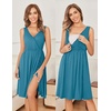 Ekouaer Maternity Nursing Gown and Robe Set Labor Delivery Nightgowns | Birthing Hospital Gowns, Skin-friendly, Postpartum Clothes, Split Front Flap, Elastic Waistline, Perfect for Pregnant Mommas(Blue Green)