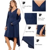 Ekouaer Maternity Nursing Gown and Robe Set Labor Delivery Nightgowns | Birthing Hospital Gowns, Skin-friendly, Postpartum Clothes, Split Front Flap, Elastic Waistline, Perfect for Pregnant Mommas(Navy Blue)
