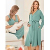 Ekouaer Maternity Nursing Gown and Robe Set Labor Delivery Nightgowns | Birthing Hospital Gowns, Skin-friendly, Postpartum Clothes, Split Front Flap, Elastic Waistline, Perfect for Pregnant Mommas(Celadon Green)