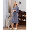 Ekouaer Robe for Women Long Knit Kimono Bathrobe Soft Lightweight Sleepwear | Bath Robe with Pockets, Cozy Loungewear 2026, Long Sleeves, Inner and Fixed Outer Tie, Mid Calf, Robe for Sleep Shower Travel(Navy)
