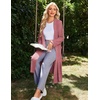 Ekouaer Robe for Women Long Knit Kimono Bathrobe Soft Lightweight Sleepwear | Bath Robe with Pockets, Cozy Loungewear 2026, Long Sleeves, Inner and Fixed Outer Tie, Mid Calf, Robe for Sleep Shower Travel(Wine Red)