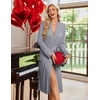 Ekouaer Robe for Women Long Knit Kimono Bathrobe Soft Lightweight Sleepwear | Bath Robe with Pockets, Cozy Loungewear 2026, Long Sleeves, Inner and Fixed Outer Tie, Mid Calf, Robe for Sleep Shower Travel(Dim Gray)