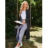 Ekouaer Robe for Women Long Knit Kimono Bathrobe Soft Lightweight Sleepwear | Bath Robe with Pockets, Cozy Loungewear 2026, Long Sleeves, Inner and Fixed Outer Tie, Mid Calf, Robe for Sleep Shower Travel(Black)
