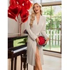 Ekouaer Robe for Women Long Knit Kimono Bathrobe Soft Lightweight Sleepwear | Bath Robe with Pockets, Cozy Loungewear 2026, Long Sleeves, Inner and Fixed Outer Tie, Mid Calf, Robe for Sleep Shower Travel(Oatmeal)