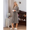 Ekouaer Robe for Women Long Knit Kimono Bathrobe Soft Lightweight Sleepwear | Bath Robe with Pockets, Cozy Loungewear 2026, Long Sleeves, Inner and Fixed Outer Tie, Mid Calf, Robe for Sleep Shower Travel(Coffee Brown)