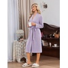 Ekouaer Robe for Women Long Knit Kimono Bathrobe Soft Lightweight Sleepwear | Bath Robe with Pockets, Cozy Loungewear 2026, Long Sleeves, Inner and Fixed Outer Tie, Mid Calf, Robe for Sleep Shower Travel(Lavender)