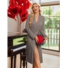 Ekouaer Robe for Women Long Knit Kimono Bathrobe Soft Lightweight Sleepwear | Bath Robe with Pockets, Cozy Loungewear 2026, Long Sleeves, Inner and Fixed Outer Tie, Mid Calf, Robe for Sleep Shower Travel(Coffee Brown)