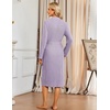 Ekouaer Robe for Women Long Knit Kimono Bathrobe Soft Lightweight Sleepwear | Bath Robe with Pockets, Cozy Loungewear 2026, Long Sleeves, Inner and Fixed Outer Tie, Mid Calf, Robe for Sleep Shower Travel(Lavender)