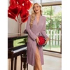Ekouaer Robe for Women Long Knit Kimono Bathrobe Soft Lightweight Sleepwear | Bath Robe with Pockets, Cozy Loungewear 2026, Long Sleeves, Inner and Fixed Outer Tie, Mid Calf, Robe for Sleep Shower Travel(Dusty Rose)
