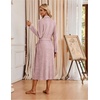 Ekouaer Robes for Women Long Knit Bathrobe Soft Lightweight Kimono Robes | Womens Long Robes, Soft Long Sleeve BathRobes with Pockets, Ladies Mid Calf Length Casual Sleepwear with Inner Tie Outer Belt(1-pink)
