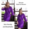 Ekouaer Women Robes Knee Length Kimono Bathrobe Lightweight Soft Sleepwear | 3/4 Sleeve, V-neck, Pocket, Modern Trim, Ideal Gift for Pregnancy, Bridesmaid Gifts(1 Purple)