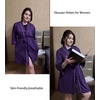 Ekouaer Women Robes Knee Length Kimono Bathrobe Lightweight Soft Sleepwear | 3/4 Sleeve, V-neck, Pocket, Modern Trim, Ideal Gift for Pregnancy, Bridesmaid Gifts(1 Purple)
