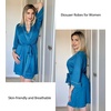 Ekouaer Women Robes Knee Length Kimono Bathrobe Lightweight Soft Sleepwear | 3/4 Sleeve, V-neck, Pocket, Modern Trim, Ideal Gift for Pregnancy, Bridesmaid Gifts(1 Turquoise)