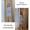 Ekouaer Women Robes Knee Length Kimono Bathrobe Lightweight Soft Sleepwear | 3/4 Sleeve, V-neck, Pocket, Modern Trim, Ideal Gift for Pregnancy, Bridesmaid Gifts(Light Blue)