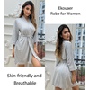 Ekouaer Women Robes Knee Length Kimono Bathrobe Lightweight Soft Sleepwear | 3/4 Sleeve, V-neck, Pocket, Modern Trim, Ideal Gift for Pregnancy, Bridesmaid Gifts(1 Light Gray)