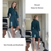Ekouaer Women Robes Knee Length Kimono Bathrobe Lightweight Soft Sleepwear | 3/4 Sleeve, V-neck, Pocket, Modern Trim, Ideal Gift for Pregnancy, Bridesmaid Gifts(1 Dark Green)