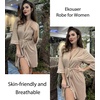 Ekouaer Women Robes Knee Length Kimono Bathrobe Lightweight Soft Sleepwear | 3/4 Sleeve, V-neck, Pocket, Modern Trim, Ideal Gift for Pregnancy, Bridesmaid Gifts(Khaki)