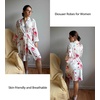 Ekouaer Women Robes Knee Length Kimono Bathrobe Lightweight Soft Sleepwear | 3/4 Sleeve, V-neck, Pocket, Modern Trim, Ideal Gift for Pregnancy, Bridesmaid Gifts(Charming Rose)