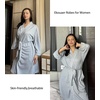 Ekouaer Women Robes Knee Length Kimono Bathrobe Lightweight Soft Sleepwear | 3/4 Sleeve, V-neck, Pocket, Modern Trim, Ideal Gift for Pregnancy, Bridesmaid Gifts(1 Light Gray)