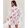 Ekouaer Women Robes Knee Length Kimono Bathrobe Lightweight Soft Sleepwear | 3/4 Sleeve, V-neck, Pocket, Modern Trim, Ideal Gift for Pregnancy, Bridesmaid Gifts(Charming Rose)